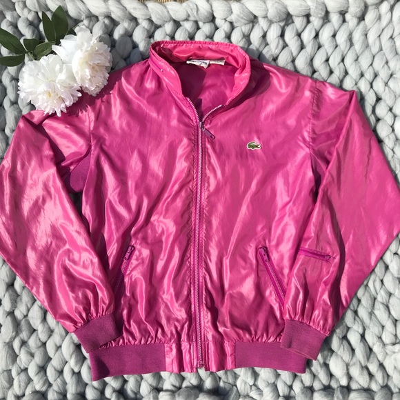 ••vtg 80s lacoste hot pink windbreaker•• - Picture 2 of 8